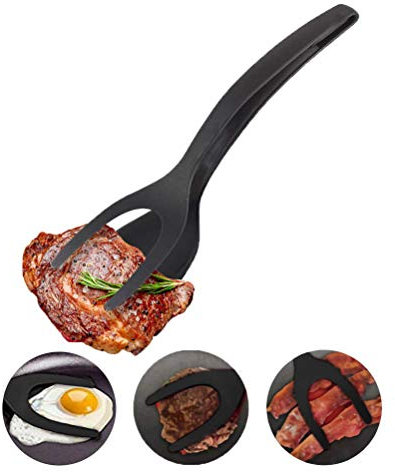 Kylewo Spatule en Silicone avec revêtement antiadhésif pour crêpes, Hamburgers, œufs. French Toast Omelet Fried Egg Turners Grip and Flip Spatula Pain Tongs