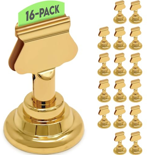 Gray Bunny Table Number Holders (16pc) Premium Gold Metal Place Card Holders for Wedding Party Table Decor Picture Photo Holder (1.7 inch tall)