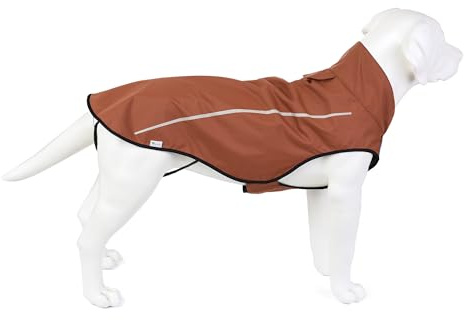 Mile High Life | Dog Raincoat | Adjustable Water Proof Pet Clothes | Lightweight Rain Jacket with Reflective Strip | Easy Step in Closure (XXS,Brown)