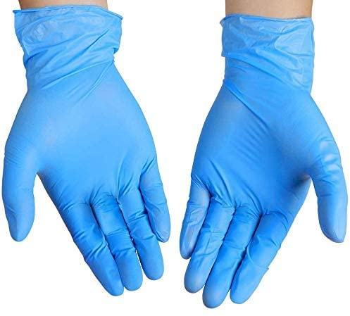 Fusion Vibes Blue Vinyl Disposable Gloves - Latex Free, Powder Free Medical Exam Gloves - Surgical, Home, Cleaning, and Food Gloves - Ambidextrous (Medium, 100, count)