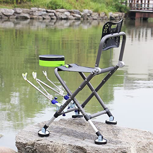 Ccsh Angelstuhl Campingstuhl Mini Verstellbarer Angelstuhl für Freizeitwanderungen, Klappbarer Campingstuhl aus Aluminium mit Rucksack/Köderplatte/Halter/Angelrutenhalter