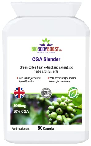 CGA Slender Green Coffee 8000 - Natural Weight Management, 60 Capsules, with Green Coffee Bean, Kelp, Cinnamon, Cayenne & Chromium