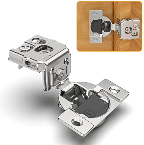 Chibery 10 Pack 1-1/4 4D Overlay Soft Close Concealed Hinges for Face Frame Door, Control Closing Speed, Smooth Slow Self Close Hinges, Satin Nickel, 105° Open Angle Stainless Steel Cabinet Hinges