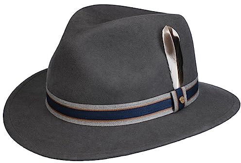 Stetson Valcourt Traveller Wollhut Einfarbig Wasserabweisend Knautschbar Outdoor Eleganz Asahi Guard Damen Herren Herbst Winter dunkelgrau S (54-55 cm)