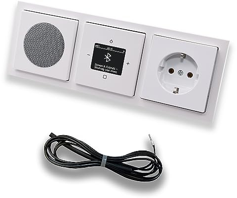 Busch Jäger DAB+ 8217U-101 Future Linear Studio Radio encastrée Bluetooth (et sortie) avec haut-parleur, couvertures, prise de courant, cadre + antenne EBROM 0,9 m