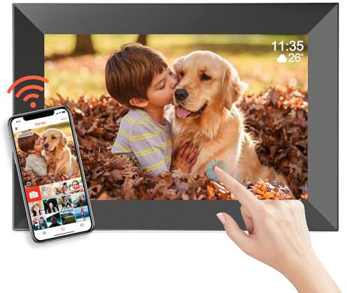 Golony Digitaler Bilderrahmen WLAN frameo Digital Photo Frame,10,1 Zoll 1280×800 Touchscreen,16GB,Automatische Drehung, unterstützt Wandmontage,Teilen Sie Fotos und Videos sofort über die FRAMEO-App