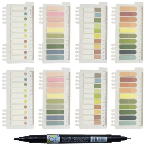 YOUDEFUL 1600pcs Translucent Sticky Note Tabs, Morandi Page Markers for Annotating Books,Repositionable Book Flags Tabs Strip with Binders, Clear Sticky Notes,Page Tabs,Index Tabs