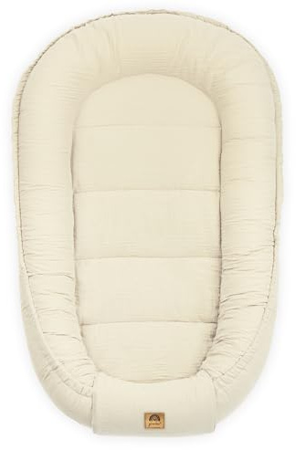 PIMKO Nido para bebé nido para bebé, capullo para bebés y recién nacidos, 60 x 90 cm, 100% algodón, color beige vainilla