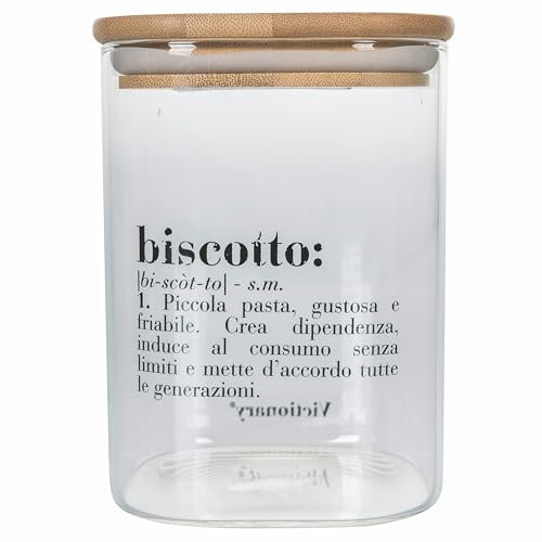 Villa d'Este Home Tivoli Victionary - Tarro de cristal para galletas, 1 l, tapa de bambú
