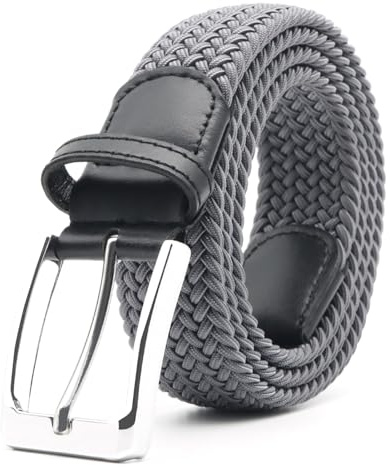 Uoocg Ceinture Tressée Élastique Unisexe Homme Femme - Gris 130 cm pour homme/femme - Tissu coloré résistant