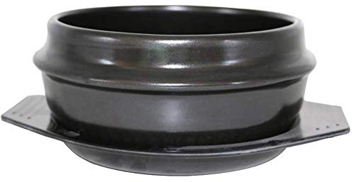 Tazón de piedra coreano con olla grande olla de cerámica para bibimbap y sopa cocina coreana negro 2,32 cuartos de galón