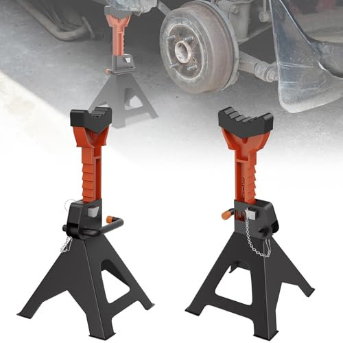 UISEBRT Unterstellböcke Höhenverstellbar 28-42 cm, Profi Reifenwechsel Abstellbock, 3 T Tragkraft, Stützbock Ständer mit Sicherungssplint und Gummiauflagen, für PKW, LKW und Wohnmobile, 2 Stück