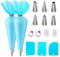 Piping Bags and Nozzles Set – 15-Piece Reusable Icing Piping Kit with Stainless Steel Tips, Cake Piping Kit for Cupcake & Cookie Decorating, Silicone Piping Bags for Frosting, Pastry Tools