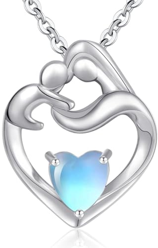 Morsdagspresent, Halsband Kvinna Silver 925 Juveler, Mamma Opal Hjärthänge, Gåvor Födelsedag Jul Alla Hjärtans Dag till Mamma