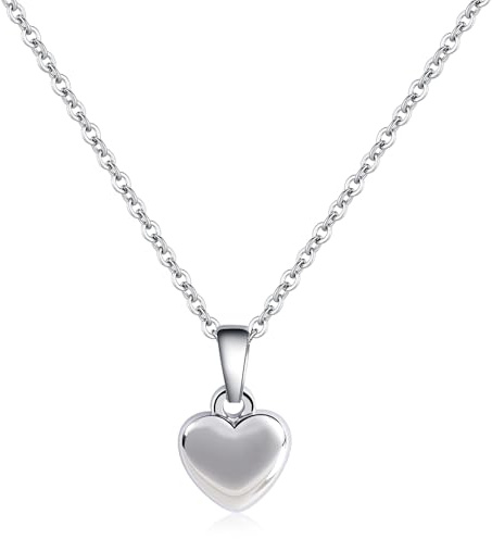 Desnuage Silver Heart Necklace for Women - Hypoallergenic Dainty Silver Heart Pendant on Delicate Chain