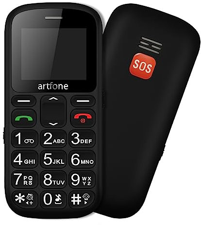 artfone CS181 Seniorenhandy Ohne Vertrag, Dual SIM 2G GSM Handy mit Großen Tasten, SOS Notruftaste, Taschenlampe, Großtastenhandy mit Ladestation,800mAh Akku, FM-Radio,1,77 Zoll Farbdisplay, Schwarz