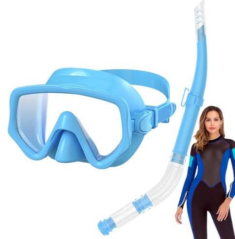 Esnórquel seco para adultos | Set de buceo con esnórquel y máscara de buceo | Máscara panorámica de ángulo ancho con brida facial suave para adultos Actividades acuáticas