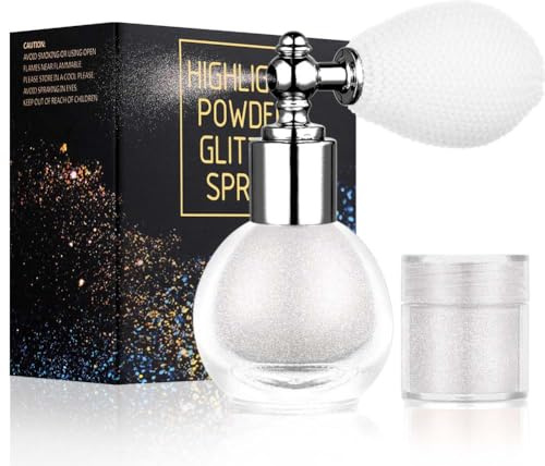 ALIIP Spray Purpurina Polvo, 4g Spray Brillante para Cuerpo, Pelo, Ropa y Maquillaje Cara, Shimmer Rociar Holográfico, Glitter Pulverización de Polvo con 3g Recarga para Carnaval y Halloween Festival