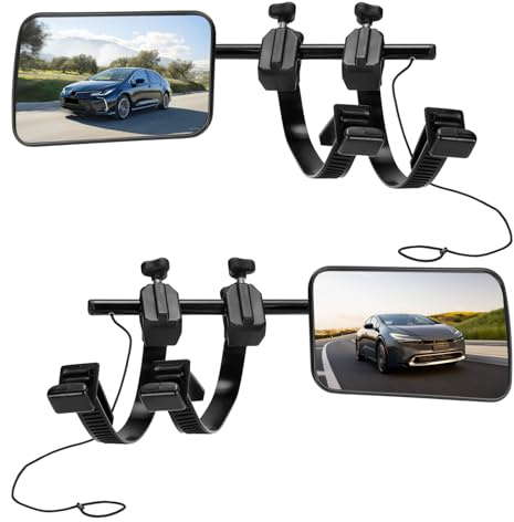 GEARCELL Convex Caravan Towing Mirror Caravan Mirrors for Cars, Universal Car Wing Mirror Extensions with Clamps & Rubber Straps for Motorhome RV Vans (1 Pair)