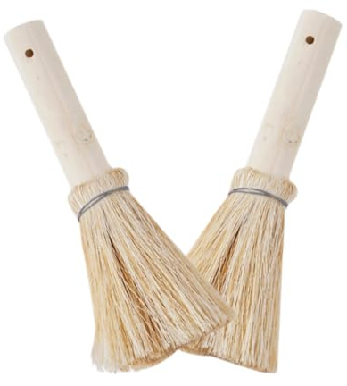 CATIEBYE 2pcs Coconut Fiber Pot and Dish Scrub Brushes Long Handles Natural Fiber Small Kitchen Scrubbers for Pots Pans and Sinks Kitchen Cleaning Tools