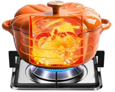 Weqizuerqi Casserole Pot Pumpkin Design Enamel Cast Iron Roasting Dish Kitchen Pot Brewer for Oven Preserving Cooker Stewing Stewing Stewing Baking Searing Cooking Broth Making