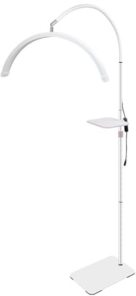 Goshyda Luz de Media Luna Profesional de 36 W para Extensiones de Pestañas, Lámpara de Pie de Altura Ajustable con Control Dual y Bandeja de Herramientas para Salón de Belleza (Enchufe de la UE)