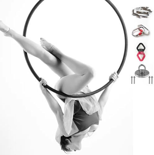 Aerial Lyra Hoop Kit - Aro de circo de un solo punto de acero inoxidable para estudio de baile y fitness aéreo, 85 cm de diámetro