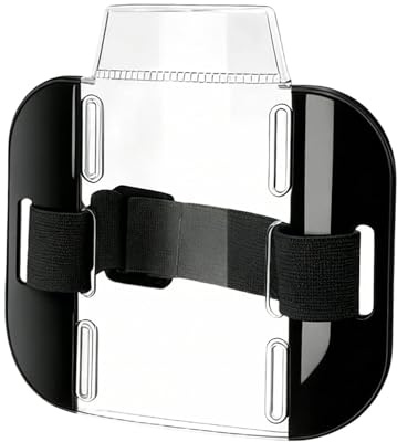 Armmärkeshållare – 15 cm biljetthållare för skidlyft | vattentäta korthållare | genomskinligt PVC-armband med justerbar elastisk rem | säker spänndesign | handsfree förvaring, Svart, Refer to