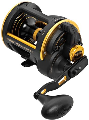 Penn Squall Lever Drag Reel 60LH - Linkshand Multirolle zum Meeresangeln, Multi Rolle zum Pilken, Angelrolle für Dorsch