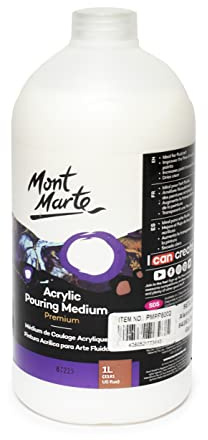 MONT MARTE Pouring Medium – 1 litre - Idéal pour la Peinture Acrylique à Pouring – Parfait pour les Peintures Acryliques et la Technique de Pouring – Pour Brillance, Profondeur de Couleur et un Éclat