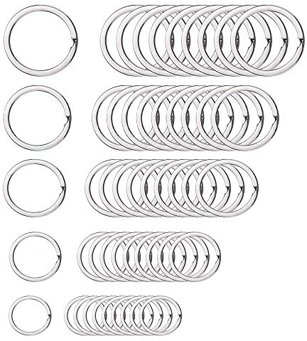 TSKDKIT 50 Stück Schlüsselringe Edelstahl Set Schlüsselring Klein Metall Schlüssel Ringe 32mm 30mm 28mm 25mm 20mm Klein Schmuckringel für Haus Schlüssel Organisation und Handwerk