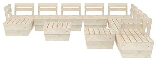 Tidyard 12-TLG. Garten Paletten Lounge Set Gartenmöbel Sofagarnitur Gartensofa Ecksofa Lounge Gartengarnitur Sitzgarnitur Sitzgruppe Palettenmöbel Europaletten Imprägniertes Fichtenholz