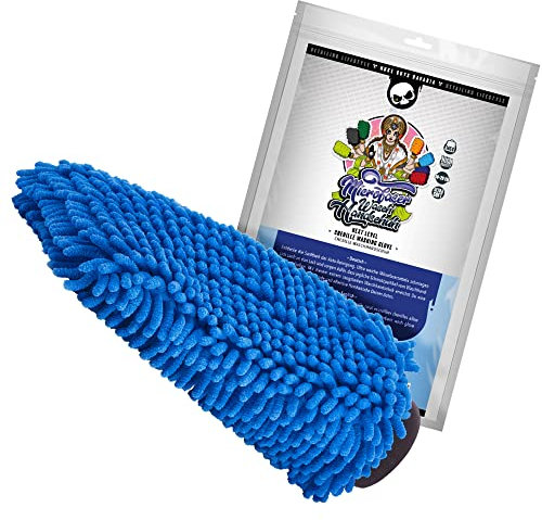 Nuke Guys XL Chenille Waschhandschuh - Auto Wasch Handschuh aus Ultra sanften Mikrofasern - Microfiber Wash Mitt - Für eine fusselfreie und kratzerfreie Autowäsche - Blau
