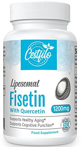 Liposomal Fisetin 1000mg with Quercetin 200 mg 60 Softgels | Hochdosiert 1200 mg pro Serving, Maximum Absorption | Natürliche Senolytikum | von Cestfilo | (Pack of 1)