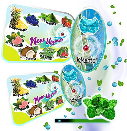 icMentol - 12 Flavours and Combo Packs Available, 400pcs (2 Packs of 200pcs) Menthol Ball, Menthol Capsules, Crushballs, Crush Ball (Blue Ice Mint)