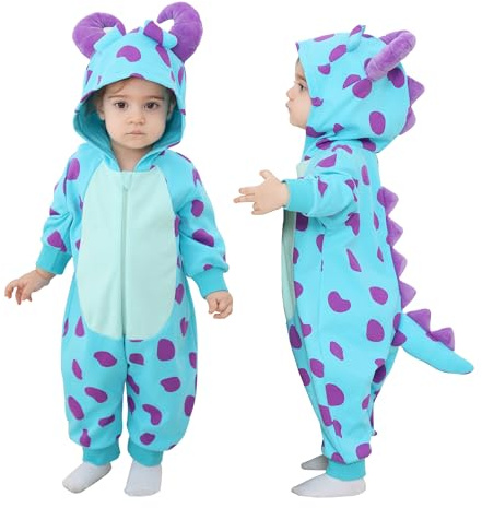 Doladola Bebis Bomull Jumpsuit Långärmad Barnkläder Pojke Flicka Söt Romper som present, Blått monster, 6-12 månader