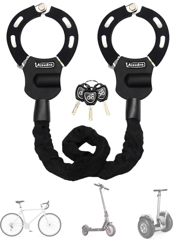 E Scooter Schloss, Handschellenschloss mit Schlüssel, Schloss für E Scooter mit Gummi-Lock-Hülse, Fahrradschloss Hohe Sicherheit, 90cm, Ideal für E Roller, Fahrrad, Kinderwagen (Tastensperre A)