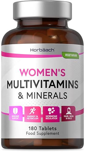 Multivitamin Tabletten Frauen | 180 Tabletten - 6 Monate Vorrat | Hochdosiert mit Eisen, Biotin, Vitamin B6 und mehr! | Energie, Knochen und Immunsystem | de Horbaach