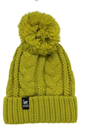 Surf Monkey Gorro de Invierno Unisex con Pompón, Talla Única, Forro Polar Interior (FR/ES, Letras, Talla única, Verde)