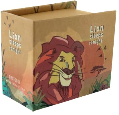 Lutèce Créations Hand-cranked music box/musical box in the shape of a book made of illustrated cardboard with 18-note musical mechanism - The lion sleeps tonight (Solomon Linda)