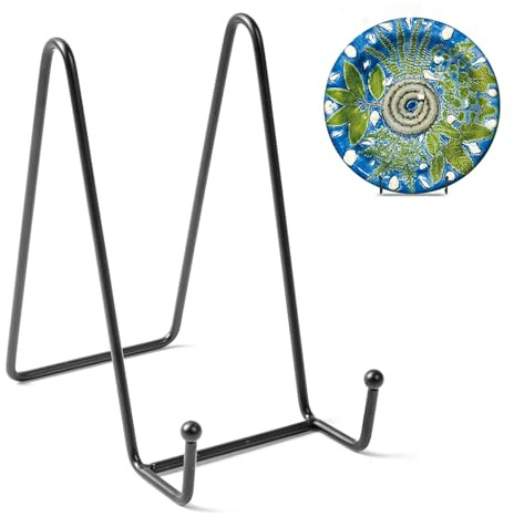 Bilillo Plate Stands for Display - 6 Inch Stand + Metal Frame Holders Stand Picture, Decorative Plate, Platter, Book, Photo Easel, Tabletop Art (2 Pack)