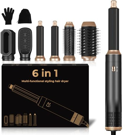 Cepillo Secador de Pelo Air Styler 6 en 1, Moldeador de Pelo, Automático de Rizado de Aire, Hair Styler, Dar Volumen, Doblar, Suavizar, Secar el Cabello