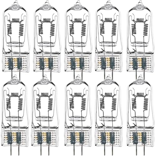 BOLLUMA Lampadine alogene 650 W 240 V 3400 K BVM 64540 Lampadina alogena al tungsteno, capsula trasparente a 2 pin bianco caldo senza sfarfallio, ideali per la fotografia, 10 Paque