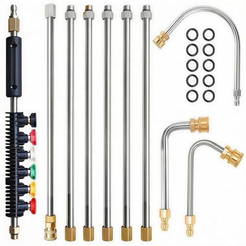 Spalivivre 10 Pack Pressure Washer Extension Wand with 6 Nozzle Tips, Power Washer Lance Pressure Washer Gutter Cleaner Tools, 4000 PSI, 1/4 Quick Connect