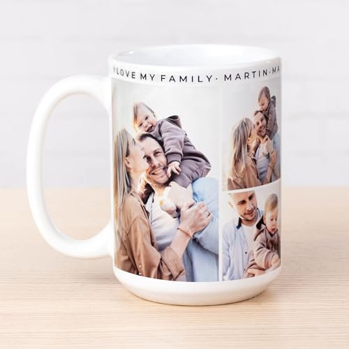 Wanapix | Taza XL Personalizada con Foto y Texto | Capacidad de 440ml | Taza Grande de Cerámica con Diseño Único | Regalo Original | Apta para Microondas | Interior y Asa Color Blanco