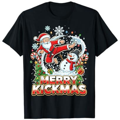 Merry Kickmas Ugly Christmas Jiu Jitsu Père Noël Karaté T-Shirt