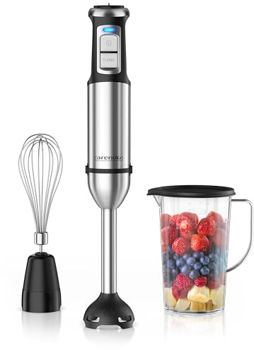 Arendo - Edelstahl Stabmixer 2000 Watt - Handmixer Set - Pürierstab - stufenlose Geschwindigkeit - Turbotaste – Mixfuß mit Edelstahlmesser - Schneebesen – BPA-frei