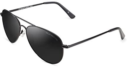 CLANDESTINE - Gafas de Sol Unisex - Modelo Pilot - Color Negro - Cristal Polarizado Antirreflejante de Color Negro - Montura de Acero Inoxidable - 144 mm x 51 mm