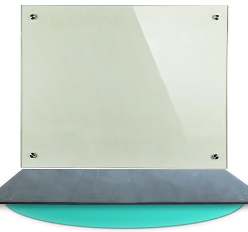 Melko - Spritzschutz Küchenrückwand aus 6 mm ESG-Sicherheitsglas - Anti-spritz Herdblende für Küche, Herd & Fliesen - Hitzebeständige Glasplatte inkl. Befestigungsset & Schrauben - 70x55 cm Klarglas