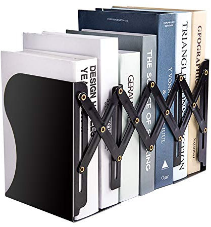 MDHAND Verstellbare Buchstütze, Metal Iron Adjustable Books Holder Stand， Erweiterbare Zeitschriftenordner für Schreibtisch,Regal, Büro, Schreibwaren, ausziehbar bis zu 48,3 cm